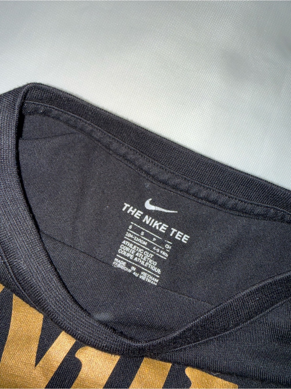 Nike Kids Black Short Sleeve Tee with Gold Logo - Picture 3 of 4